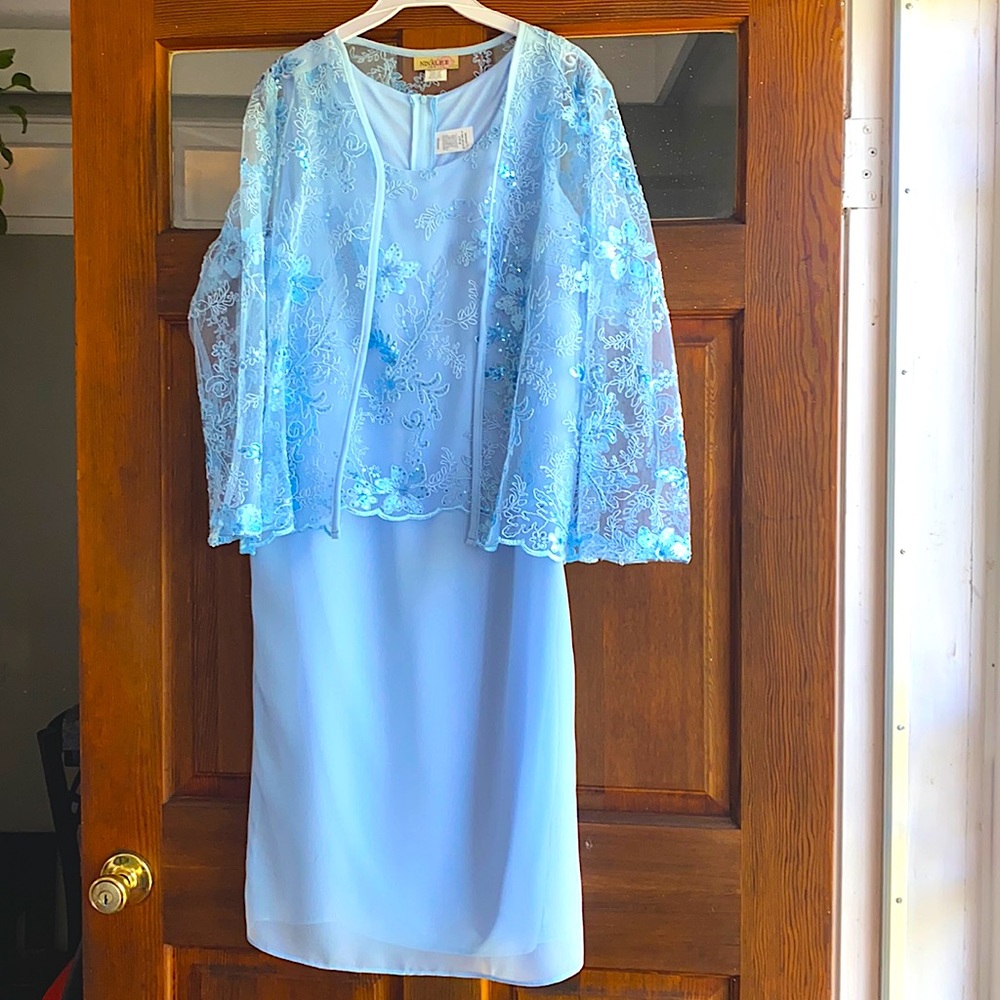 Dress with lace cardigan. Beautiful for weddings or fancy parties